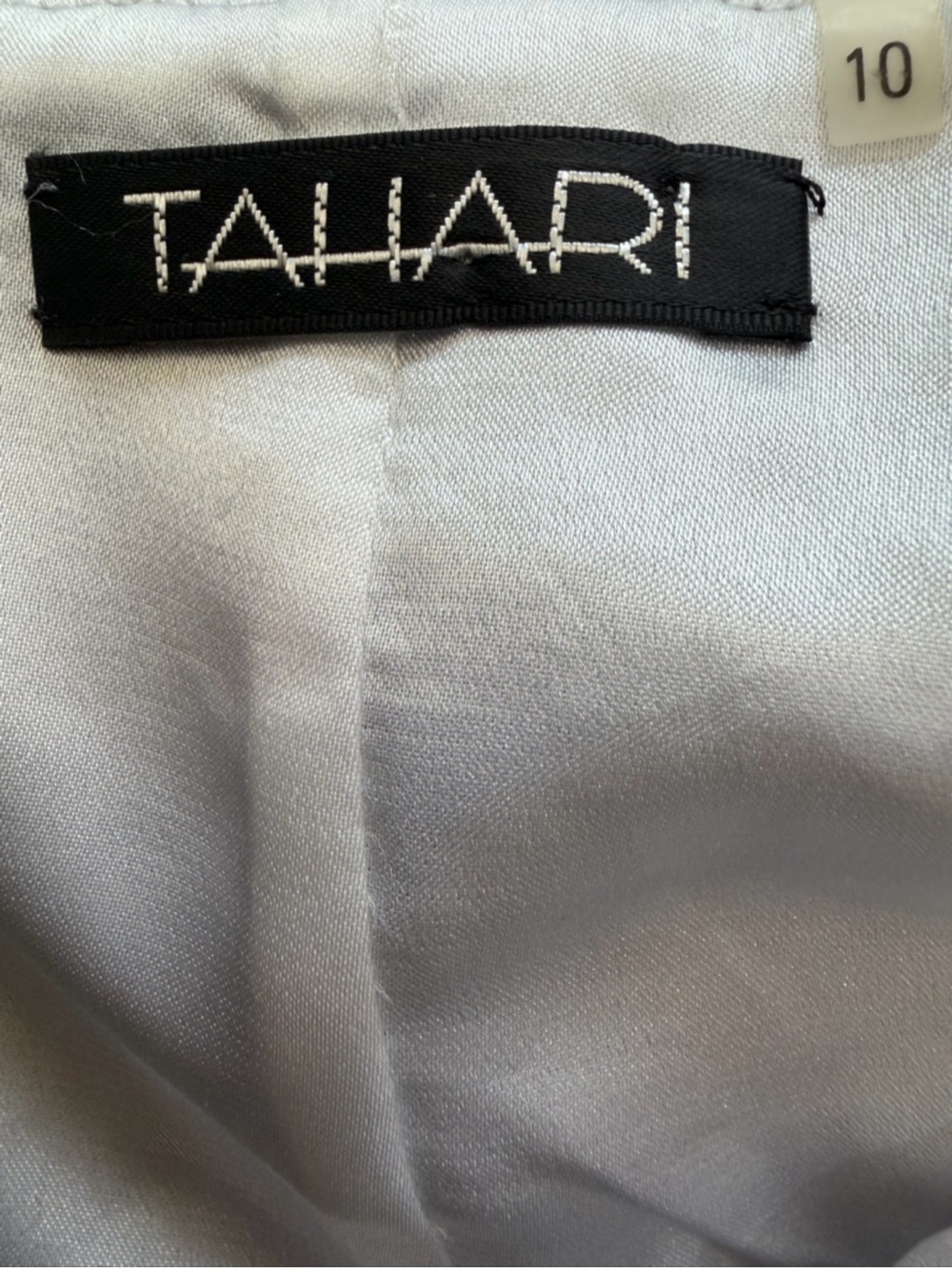 Tahari Black and White Eyelet Puff-Sleeve Button Up Silk Lined Shift Dress - Picture 2 of 3